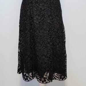 Garnet Hill BLACK Lace-Overlay, A-Line skirt, Size 10